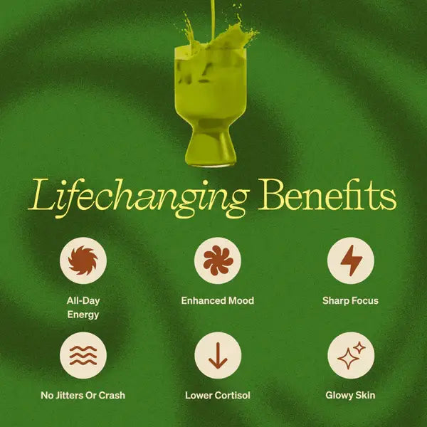 Honey Vanilla Matcha SuperLatte (14 Lattes) | Instant Ceremonial Grade, Superfood Powder Blend, Oat Milk, Lions Mane, Reishi Mushroom, Coconut Cream, Ashwagandha, Serve Hot or Iced