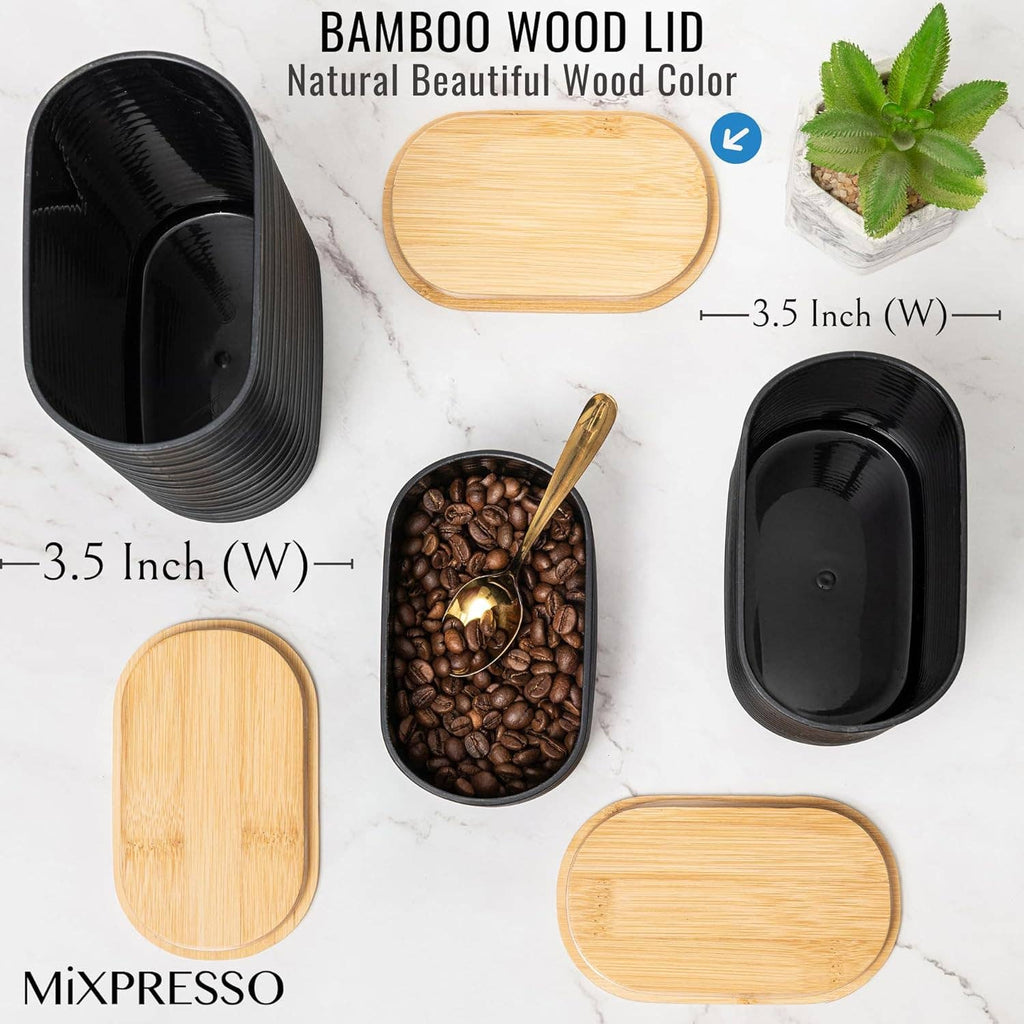 Mixpresso 3 Piece Set Of Airtight Plastic Canister With Bamboo Lid, Canister Set Kitchen Decor For Counter: Light Green