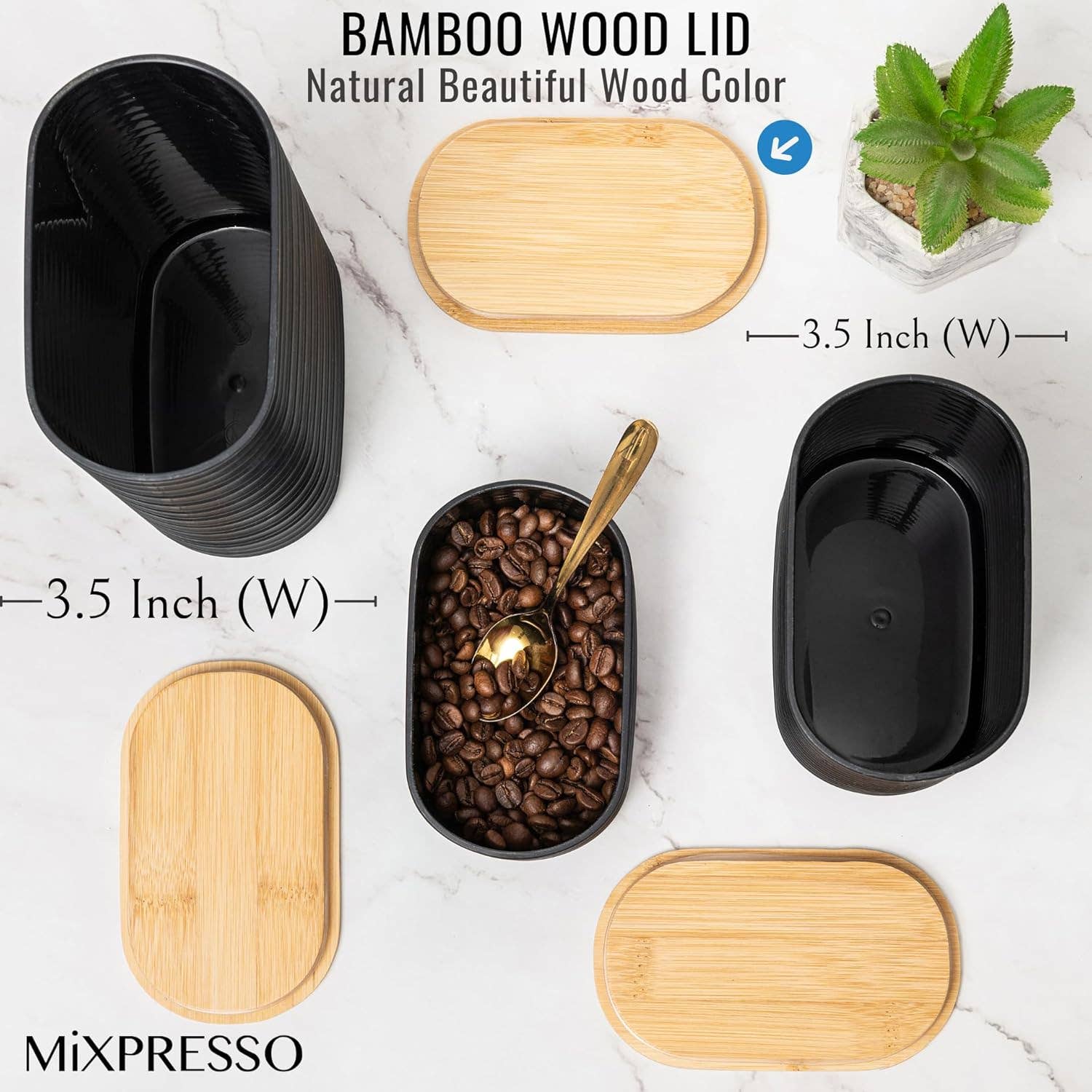 Mixpresso 3 Piece Set Of Airtight Plastic Canister With Bamboo Lid, Canister Set Kitchen Decor For Counter: Light Green