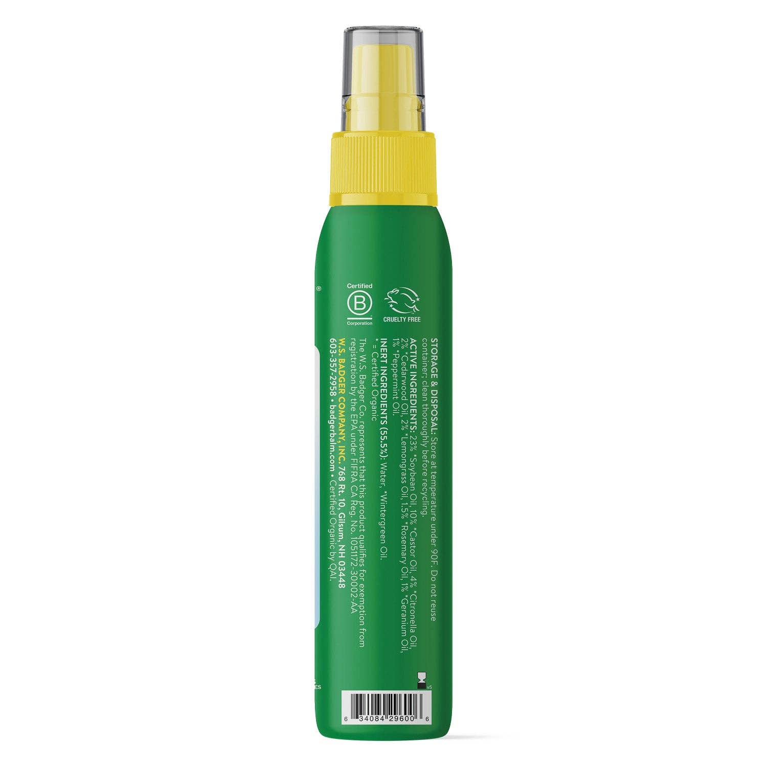 Badger Bug Spray, Mosquito Repellent, Organic & Deet-Free: 2.7 fl oz Aluminum Bottle