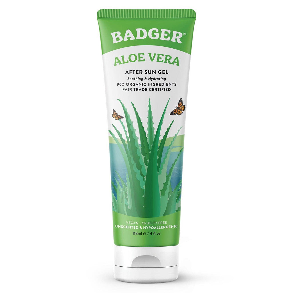 Badger Aloe Vera Gel for Face & Body, Sunburn Relief: 4 oz Tube