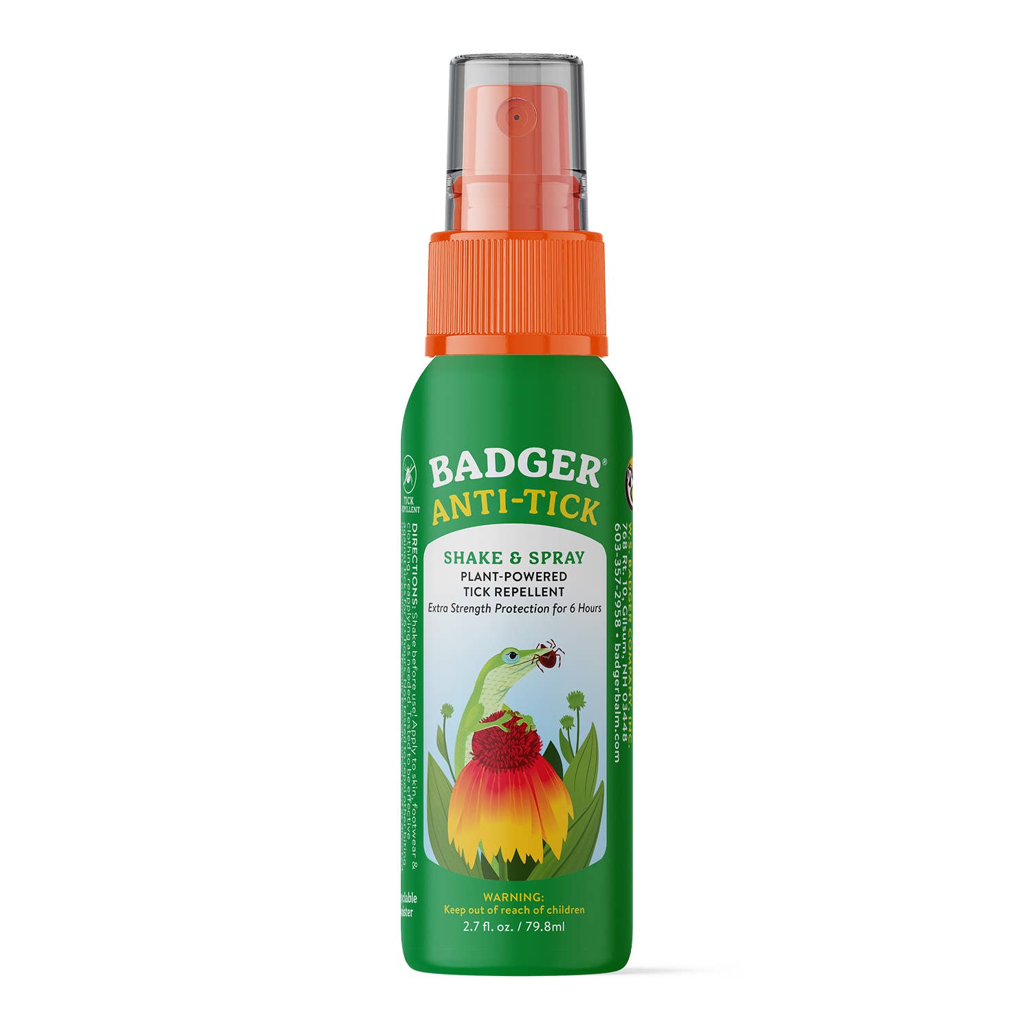 Badger Tick Spray, All Natural Tick Repellent, Deet-Free: 2.7 fl oz Aluminum Bottle