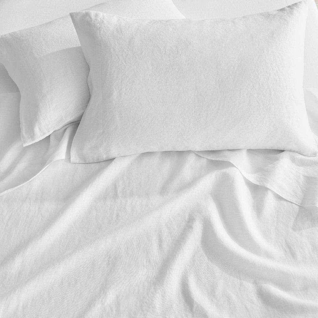 French Flax Washed Linen Sheet Set: White / Cal King