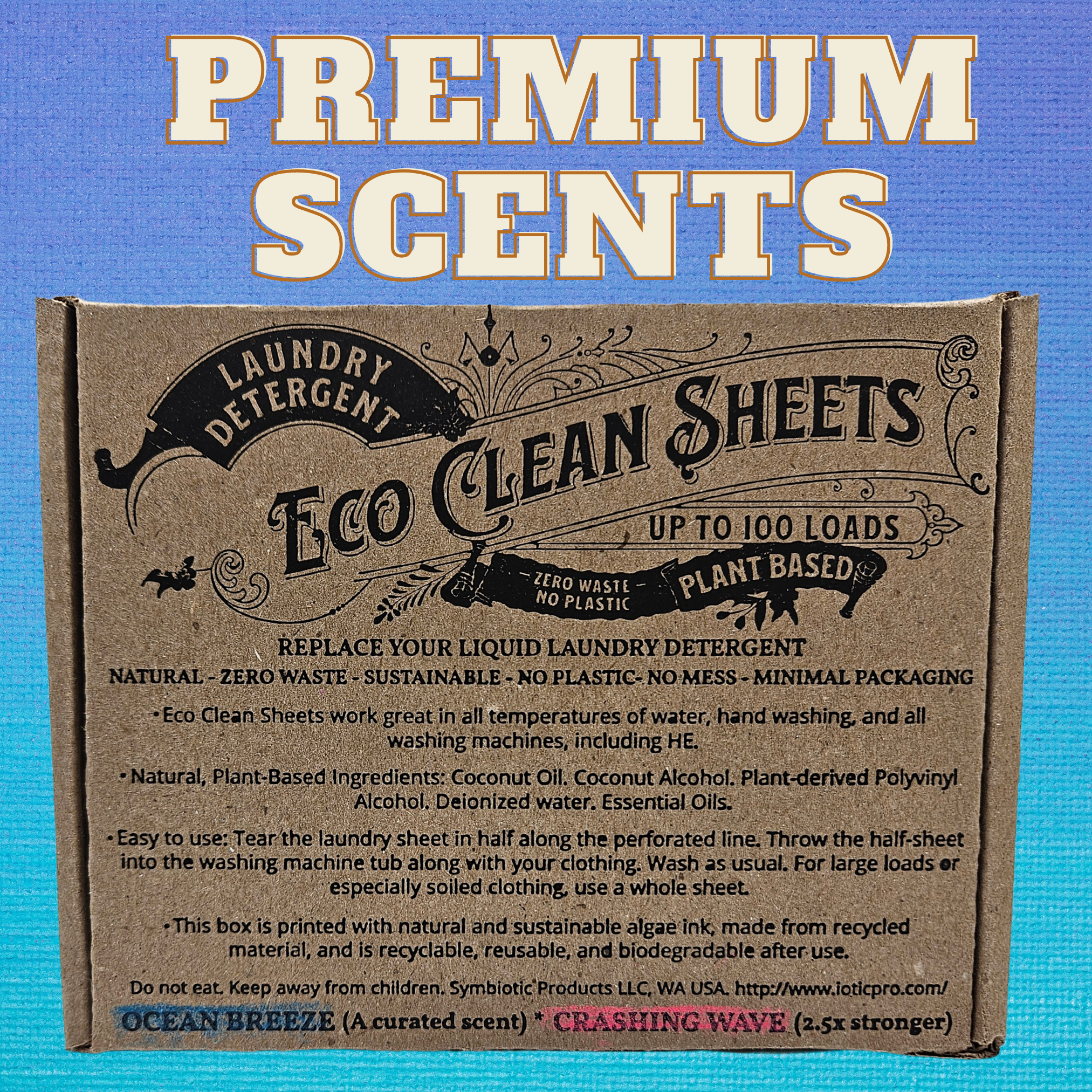 Laundry Detergent Sheets PREMIUM SCENTS | 100 Loads OCEAN BREEZE