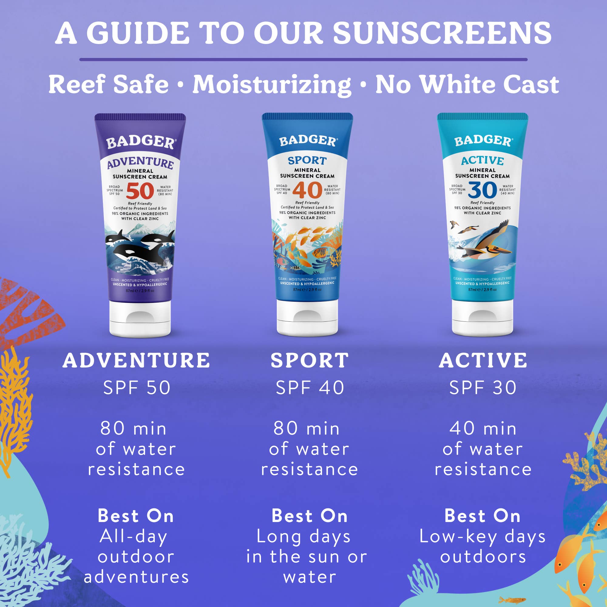 Badger Mineral Sunscreen Cream SPF 50, Zinc Oxide Sun Care: 2.9 fl oz Tube